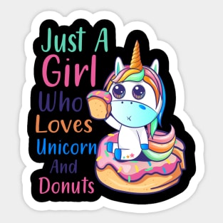 Just A Girl Who Loves Unicorn And Donuts Donut Day Sticker